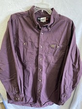 Wrangler Riggs shirt mens xl button up Maroon Workwear Shirt Long Sleeve Cotton