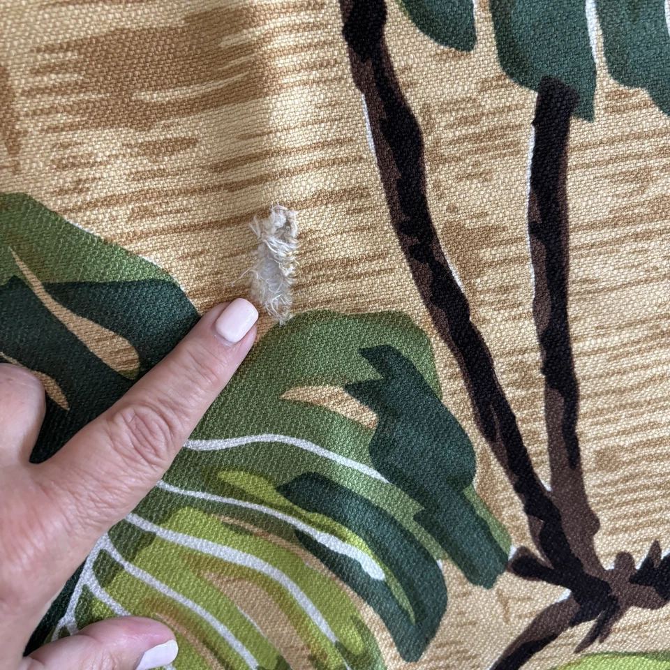 Muestra de tela de corteza MCM de colección años 50 48x52" hojas tropicales de Monstera huella de mano Foto 4 de 4