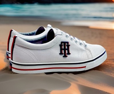 Tommy Hilfiger White Embroidered Sneakers Women s Size 9