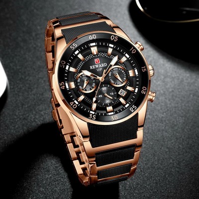 Men's Luxury Big Dial Sports Waterproof Chronograph Quartz Automatic Watch