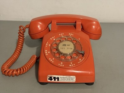 Vintage 1969 Orange ITT Stromberg Carlson Rotary Dial Phone Landline Telephone