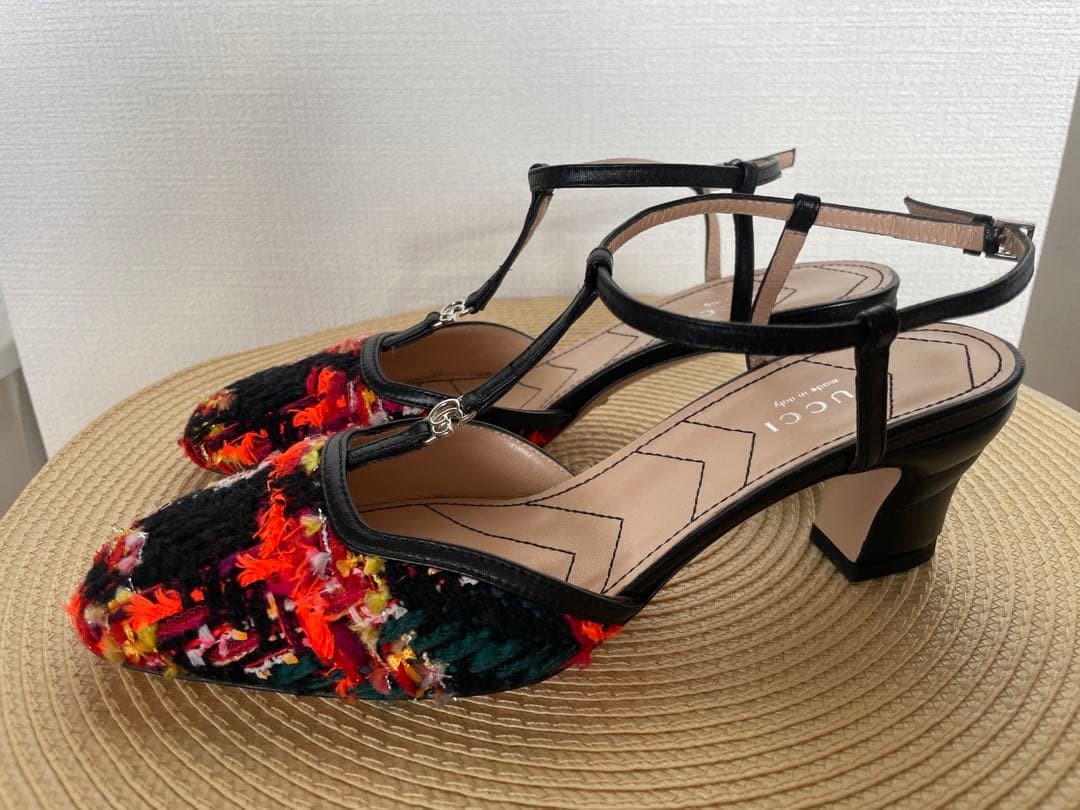 Gucci Mules Sandals Multicolor Leather With Strap Size 35.5 US About5.5 Women thumbnail 19