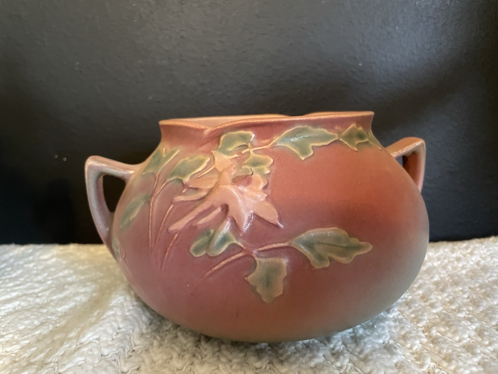 Vintage Roseville Pottery Pink Columbine 655-3 Jardiniere Bowl Vase