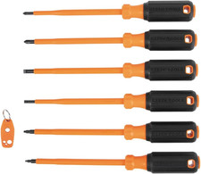 Klein Tools 85077INSR Insulated Screwdriver Set with Magnetizer, Made in USA, 10