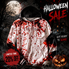 Halloween Hoodie I'm Fine Blood Splatter All-Over Graphic Horror Large