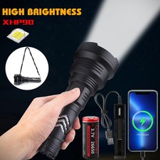 900000LM Tactical LED Flahslight Rechargeable Super Bright P90 Flashlights Torch
