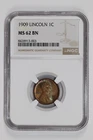 1909 LINCOLN WHEAT CENT NGC MS62 BN