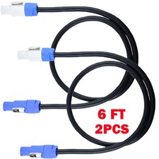 2Pcs 6ft 16AWG Stage Lighting Fixture For PowerCon Power-Through Blue Cable US