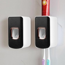 2 Slot Toothbrush Holder and Toothpaste Dispenser Wall 2, Black - Type B