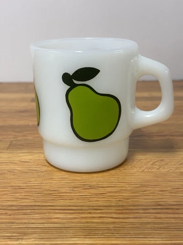Vtg. N.O.S. Fire King Anchor Hocking Coffee Mug Pear Fruit Stacking MCM MINT!!