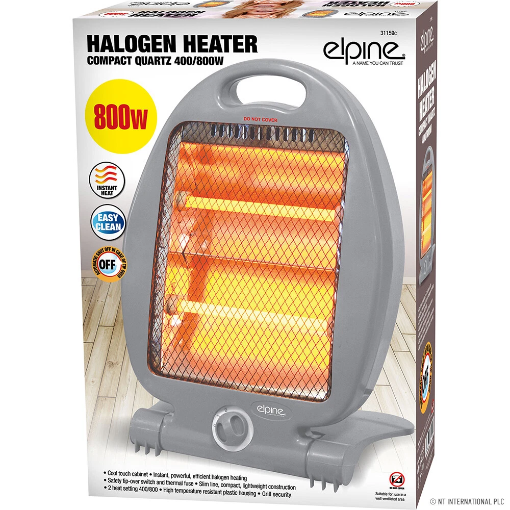 NEW 800W HALOGEN HEATER INSTANT HEAT WINTER WARM 2 BARS HOME OFFICE COMPACT  | eBay