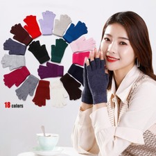 Men/Women Handwear Sheep Wool Knitted Glove Fingerless Gloves Half Finger Warm