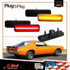 For 1970-1977 Chevrolet Camaro Smoked LED Front & Rear Bumper Side Marker Lights