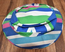 Vintage 1960s Blue White Green Pink Striped Retro Bucket Fishing Hat Size 6 7/8