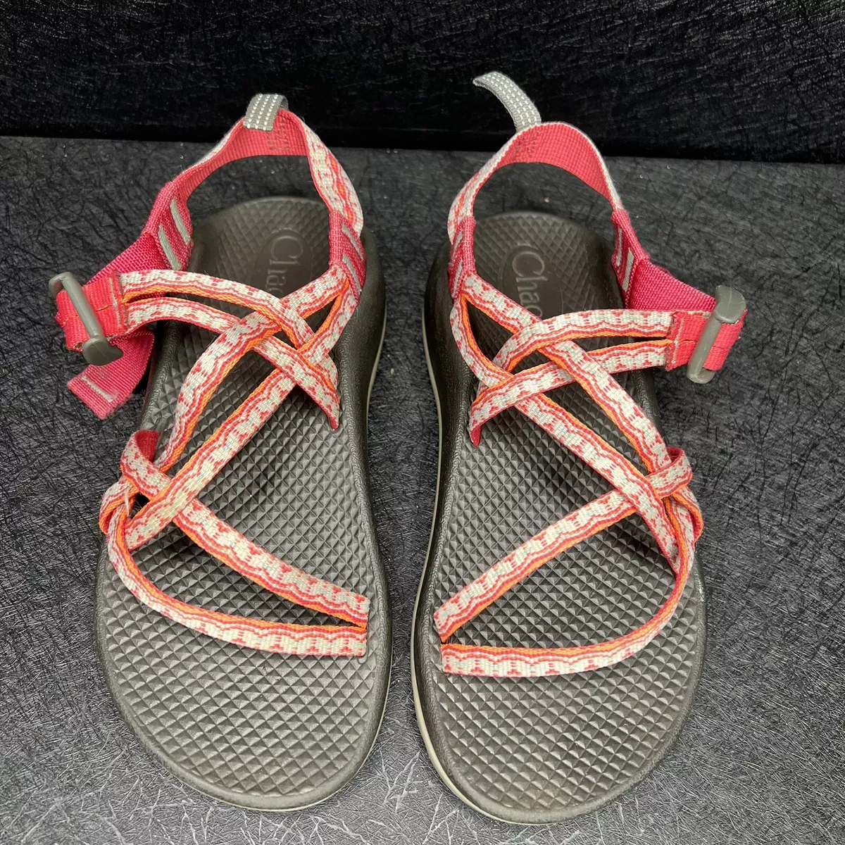 Chacos Girls Size 3 Coral Pink Light Blue Double Strap Sandals Kids J180230