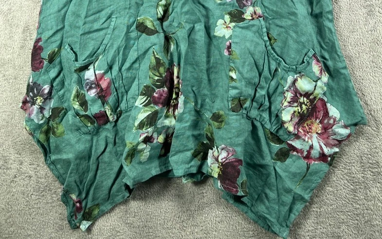 Vestido túnica 100 % lino floral hecho en Italia para mujer mini vestido floral talla única Foto 3 de 4
