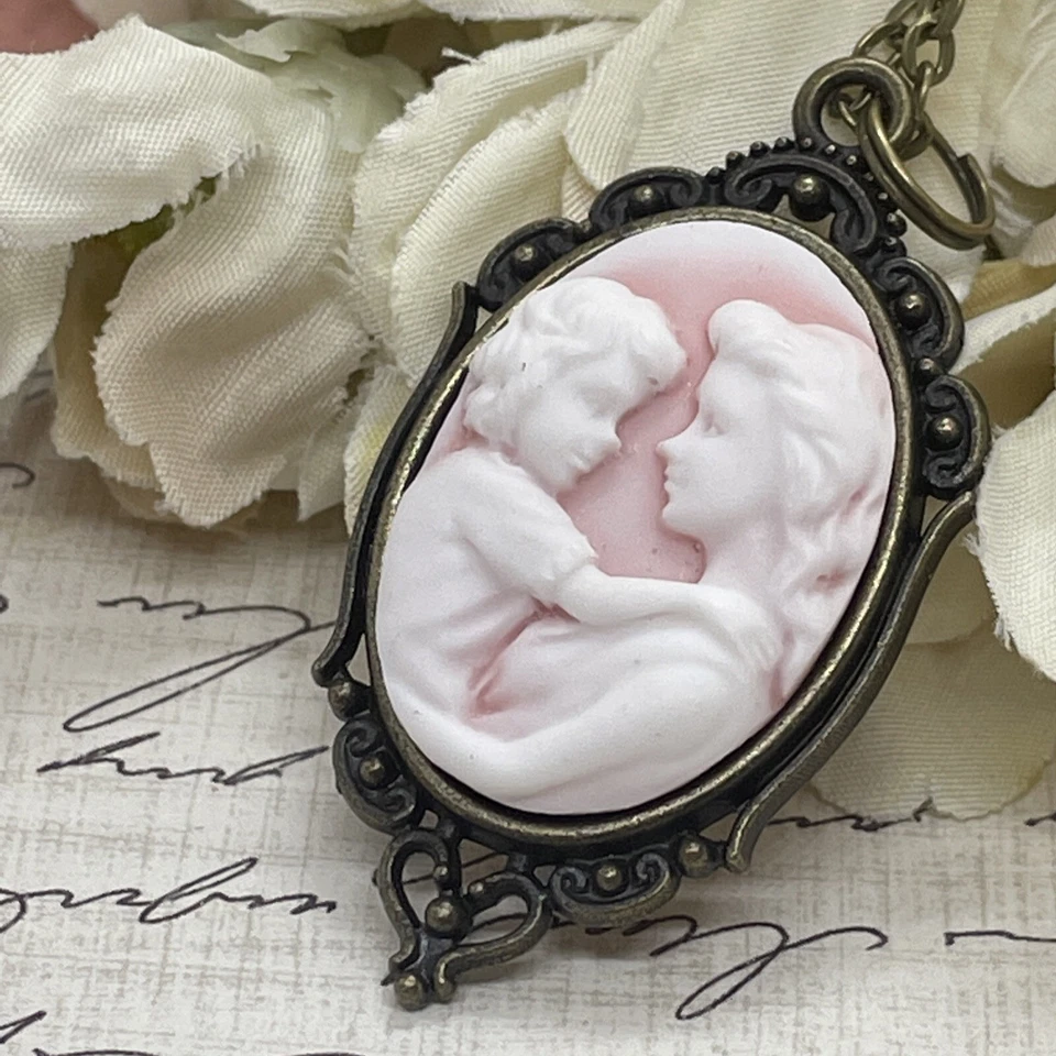 Bronce Rosa Nuevo MAMÁ Corazón Boda Fiesta Joyería Blanco Día de la Madre Collar Camafeo Foto 3 de 4