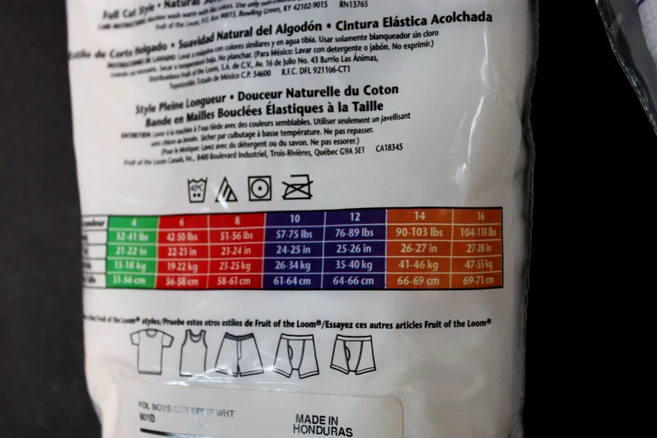 6 pack Fruit of the Loom Boy's Cotton Ribbed Brief Underwear SZ 14 waist 26-27" - Image 3 of 4