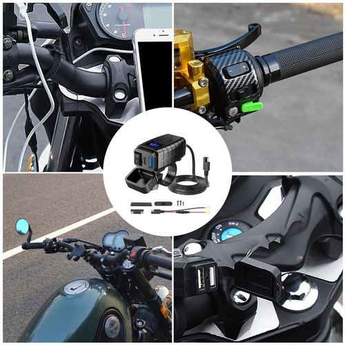Chargeur USB Moto 12V QC3.0 Type C Téléphone Charge Rapide Voltmètre Etanche - Photo 7 sur 12