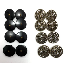 Shank craft buttons 2 sets 8 bronze color center on black, bronze color floral