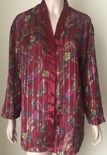 VTG Victoria's Secret Satin Sleep Shirt Pajama Top M Red Paisley Gold Label