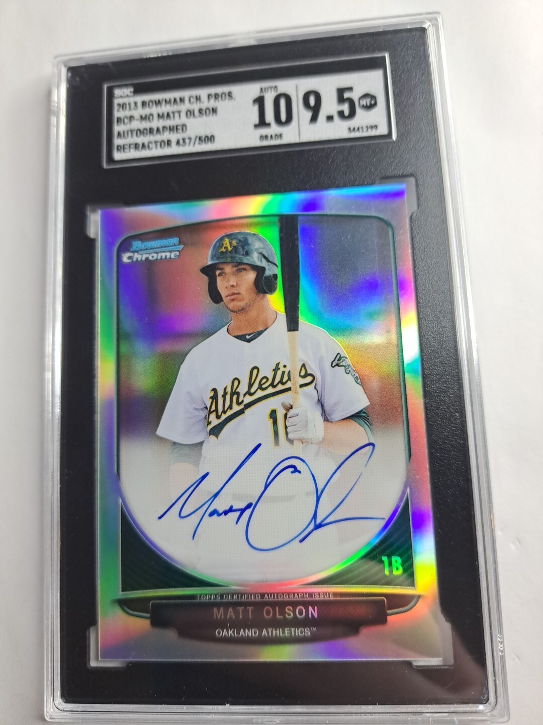 2013 Bowman Chrome Matt Olson Prospect Auto Refractor /500 - SGC 9.5 10 MINT