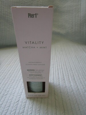 Pier 1 Vitality Matcha + Mint Reed Diffuser Oil Set 4.2 oz Aromatherapy NIP