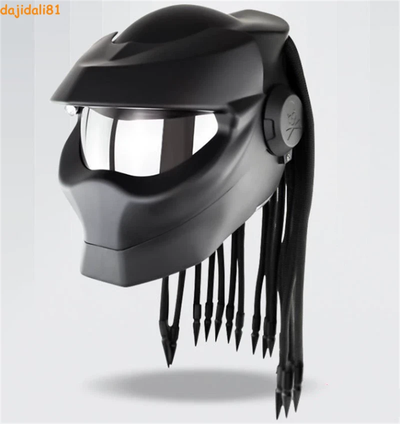 Alien vs. Casco de motocicleta Predator cara completa luz LED protector solar lente trenza Foto 4 de 4