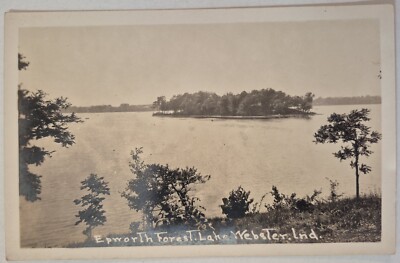 Vintage Postcard RPPC Epworth Forest Lake Webster Indiana g AA53