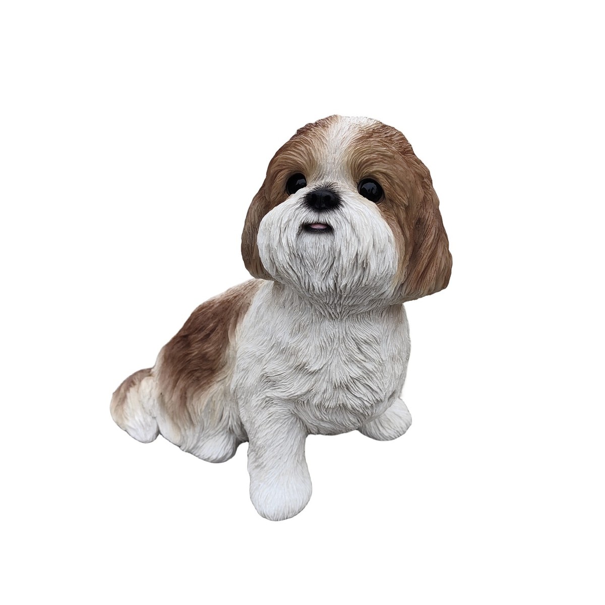 Figura Realistica Di Cane Shih Tzu Seduto – Ornamento Da Giardino In Resina, Marrone, Vita Reale
