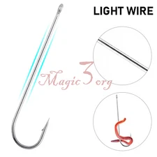 100pcs Aberdeen Hooks Fishing Long Shank Offset Circle Heavy Duty Bass #12-#3/0