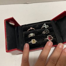 Travel Ring Jewelry Case With 6 Costume Rings Inside