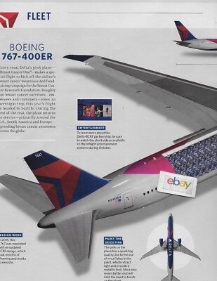 Delta Air Lines 17 Boeing 767 400er 2 Pg Article Cutaway Drawing Breast Cancer Ebay