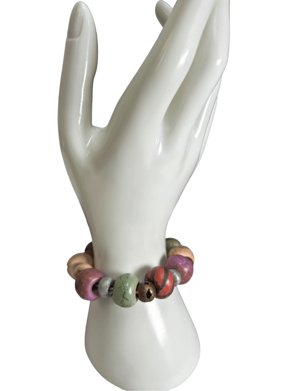 Chunky multi color large beaded statement bracelet - image 1