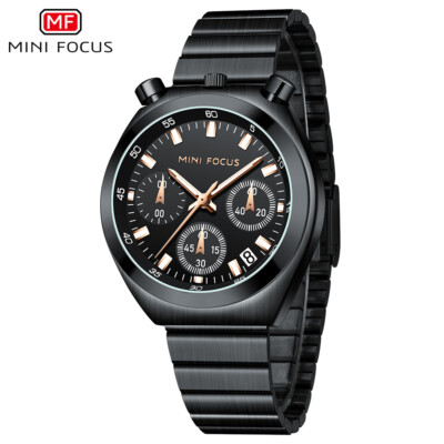 MINI FOCUS Women Quartz Watch Steel Watch Office Lay Girl Full Black Wristwatch
