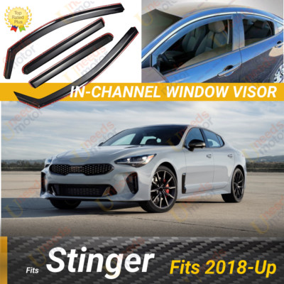 Fits Kia Stinger 2018-Up In-Channel Vent Window Visor Rain Wind Guard Deflectors