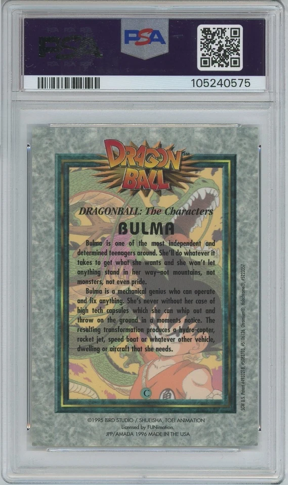 Bulma 1996 JPP/Amada Dragon Ball Chromium #C - PSA 10 GEM MINT - POP ONLY 1! - Image 2 of 2