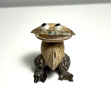 Vintage Shell Art Frog Sea Small Craft Handmade 1.5" Tall Tiny Kitschy Beach