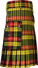 New Modern Buchanan Tartan Highland Utility Pockets Active Men Prime New Kilts.