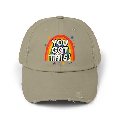 Unisex Distressed Hat Positive Marker Rainbow  You Got This 