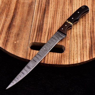 Handmade Damascus Steel Fillet knife | kitchen | steak knife Camel bone handle