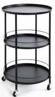 Haku Servierwagen Schwarz Rollwagen Trolley Wagen Beistellwagen KüChenwagen