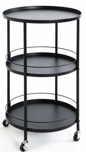 Haku Servierwagen Schwarz Rollwagen Trolley Wagen Beistellwagen KüChenwagen-image