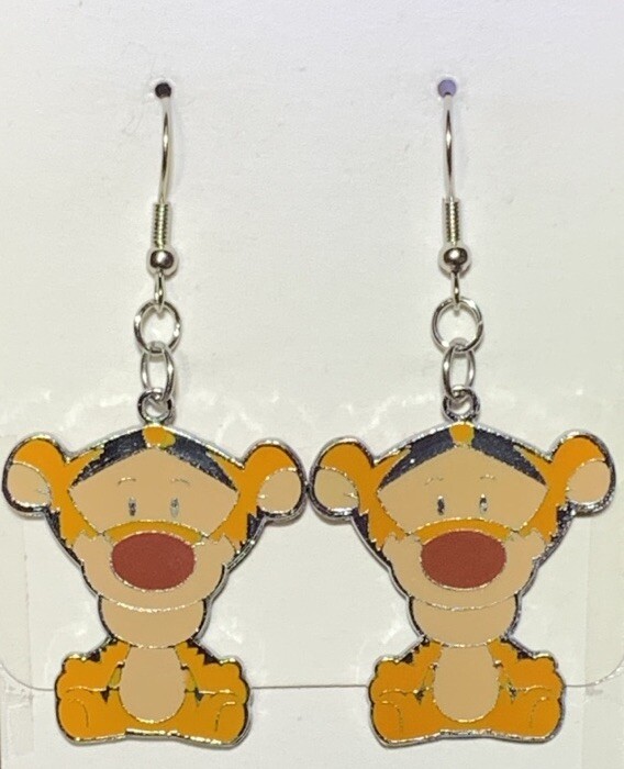 Silver Tigger From Winnie the Pooh Double Sided Drop Dangle