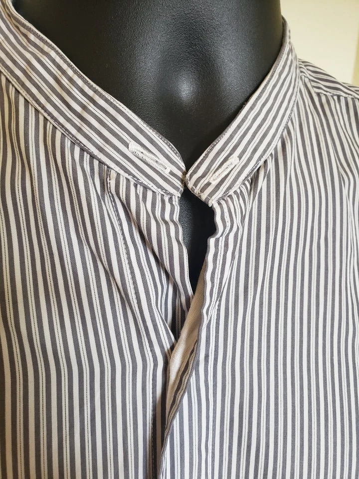Gucci Mens Striped Dress Shirt Made in Italy Banded Collar 38/15 Rare Upscale - Image 2 of 4