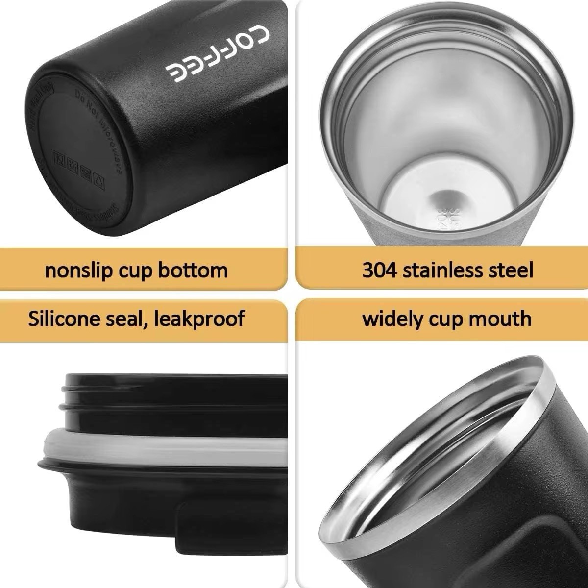 Stainless Steel Travel Mug - 12 Oz Vacuum Insulated Leakproof Lids Double Wall
