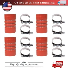 4PCS 4" X 6" 4 inch 7715-0002 Silicone Red Hump Hose Charge Air Cooler W/Clamps
