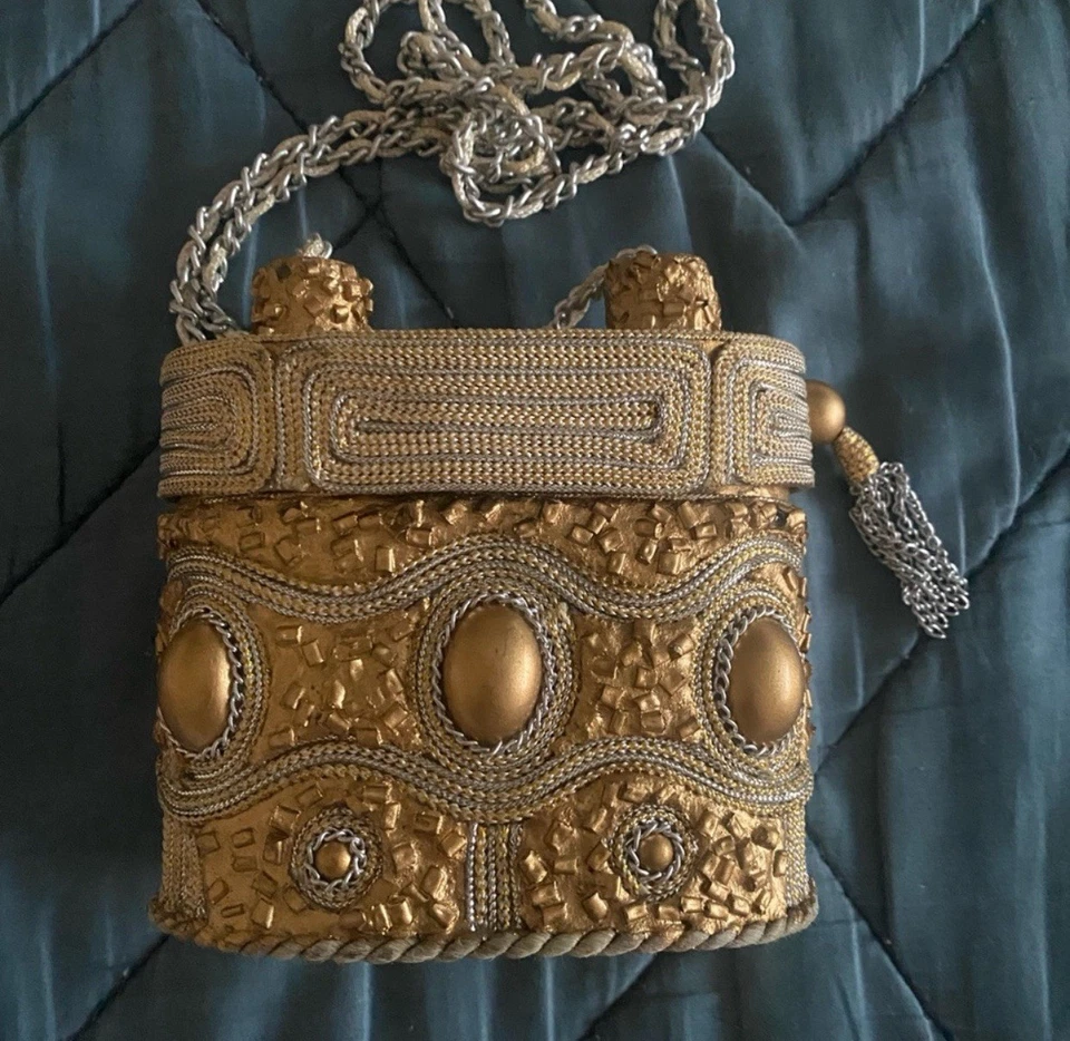 Bolso Bandolera Mary Frances Oro Plata Caja Joya De Colección Foto 2 de 4