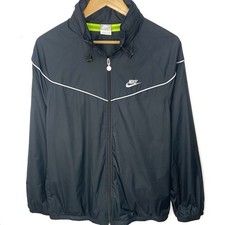 Nike Sportswear Black Full Zip Windrunner Hooded Windbreaker Track Jacket Large