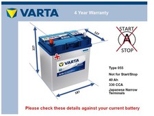 Battery fits TESLA MODEL S 5YJS 2014 on Varta 055 330A 40Ah 4Yr Warranty Quality